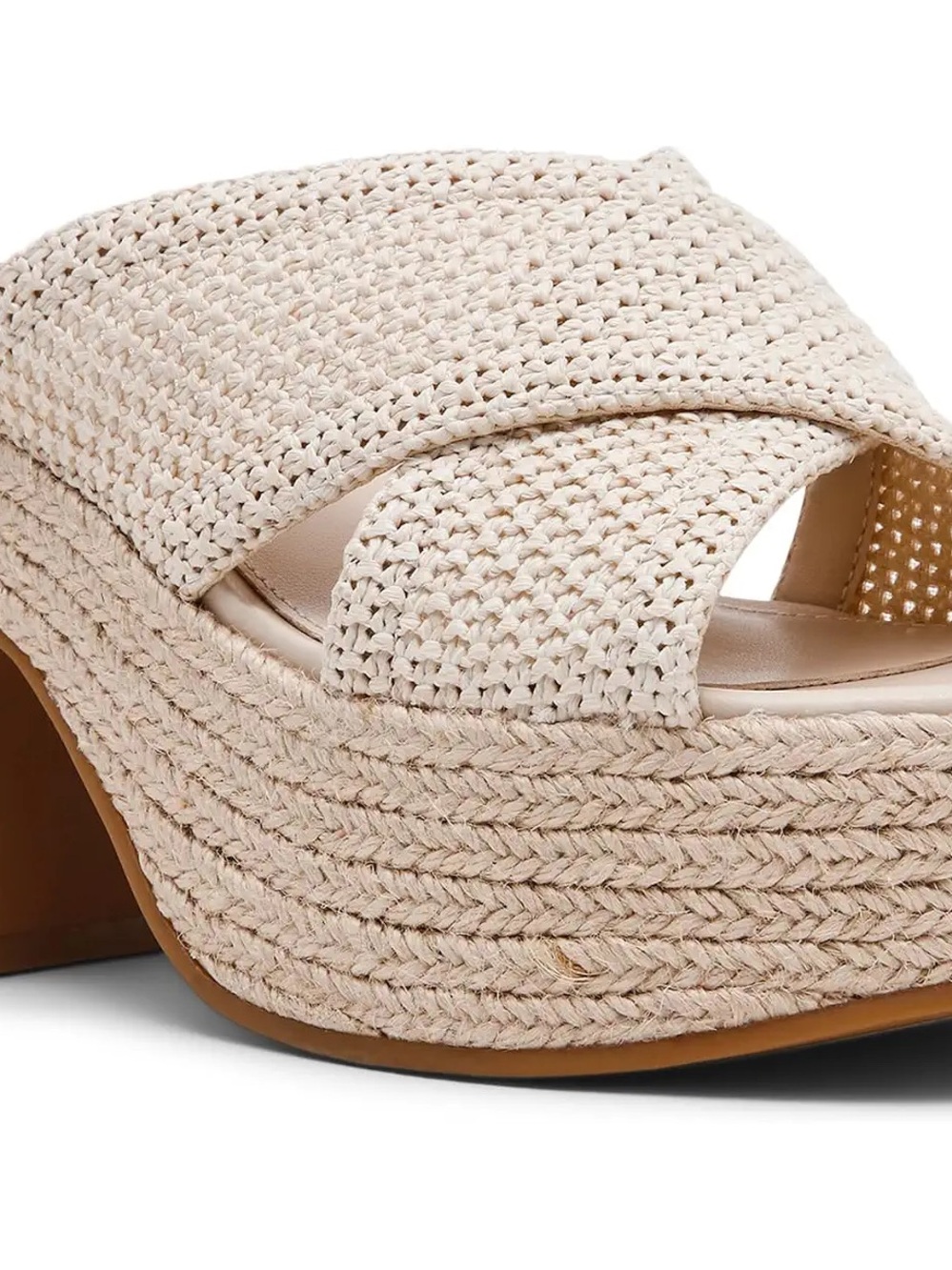 Steve Madden Cream Woven Platform Slide Sandals